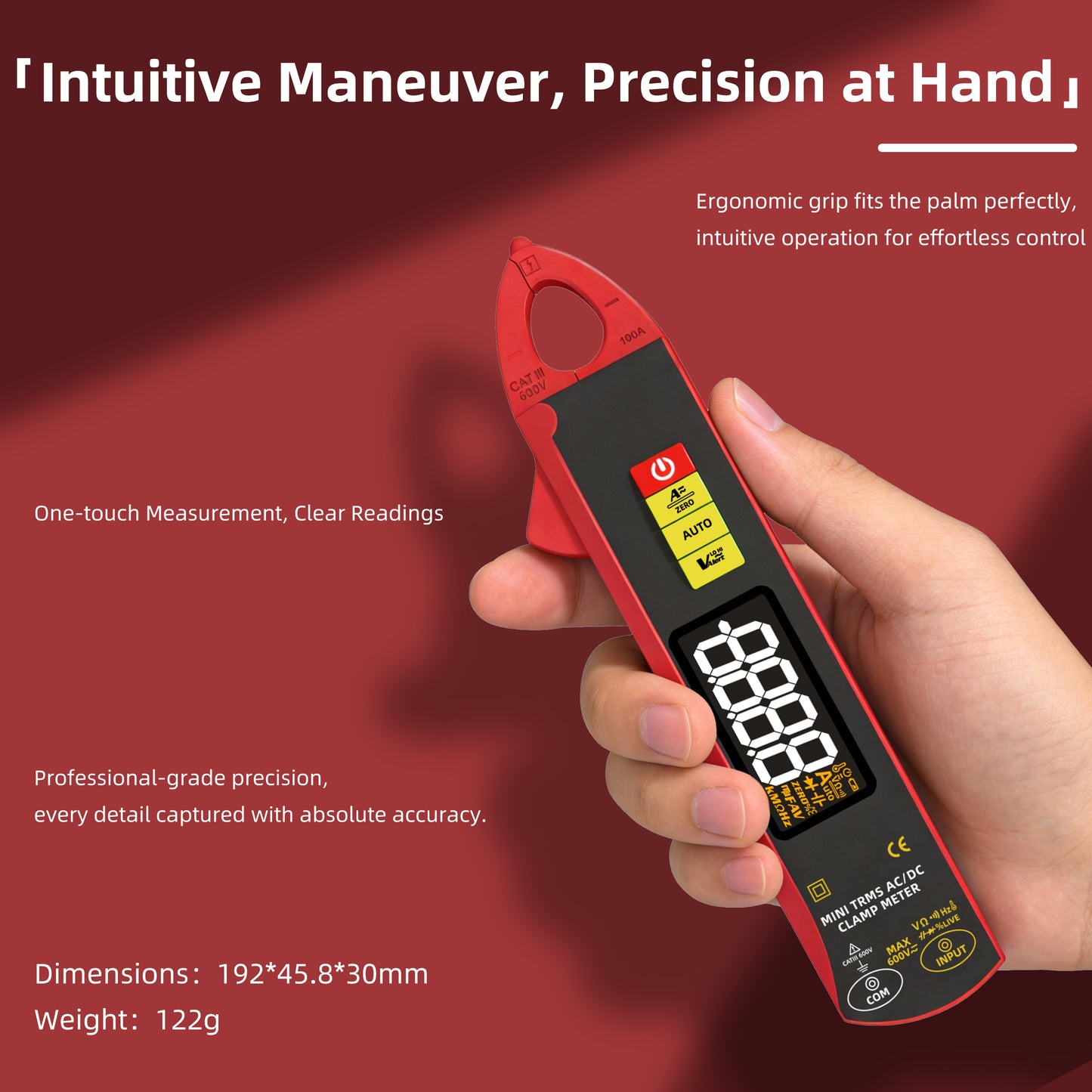 BSIDE UX1 Mini Clamp Meter AC&DC 0.1mA-100A Current tester High-Precision Digital Multimeter with NCV, CAT III 600V for electrician