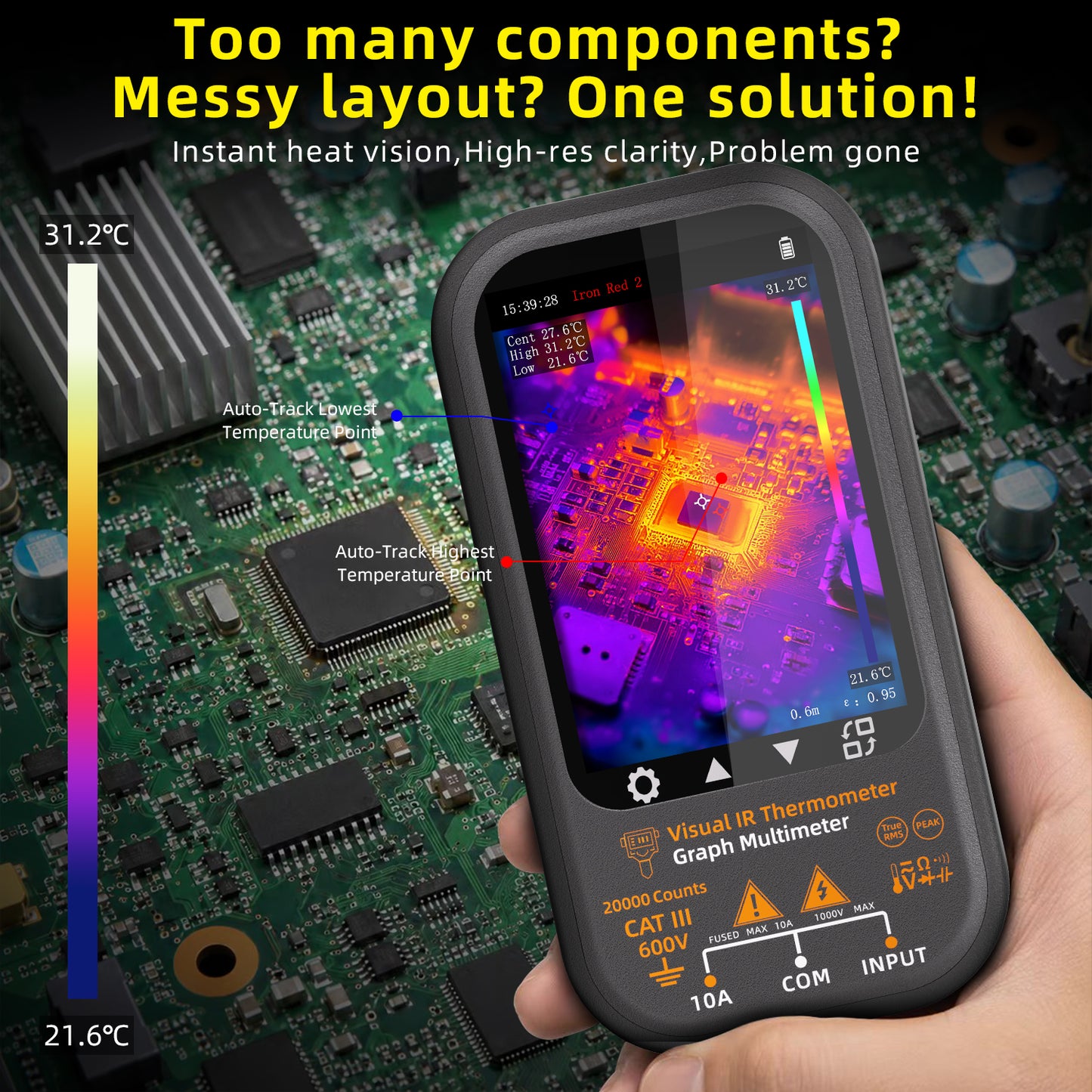 BSIDE SH8 thermal multimeter 192x256 true-resolution thermal imager, 20,000count professional multimeter, with a stand +macro lens