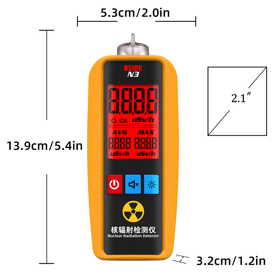 BSIDE Geiger Counter Nuclear Radiation Detector Personal EMF Radiation Dosimeter Portable Beta Gamma X-ray Radioactive Monitor Tester for Lab Sead Food Ocean Medical Industry Marble