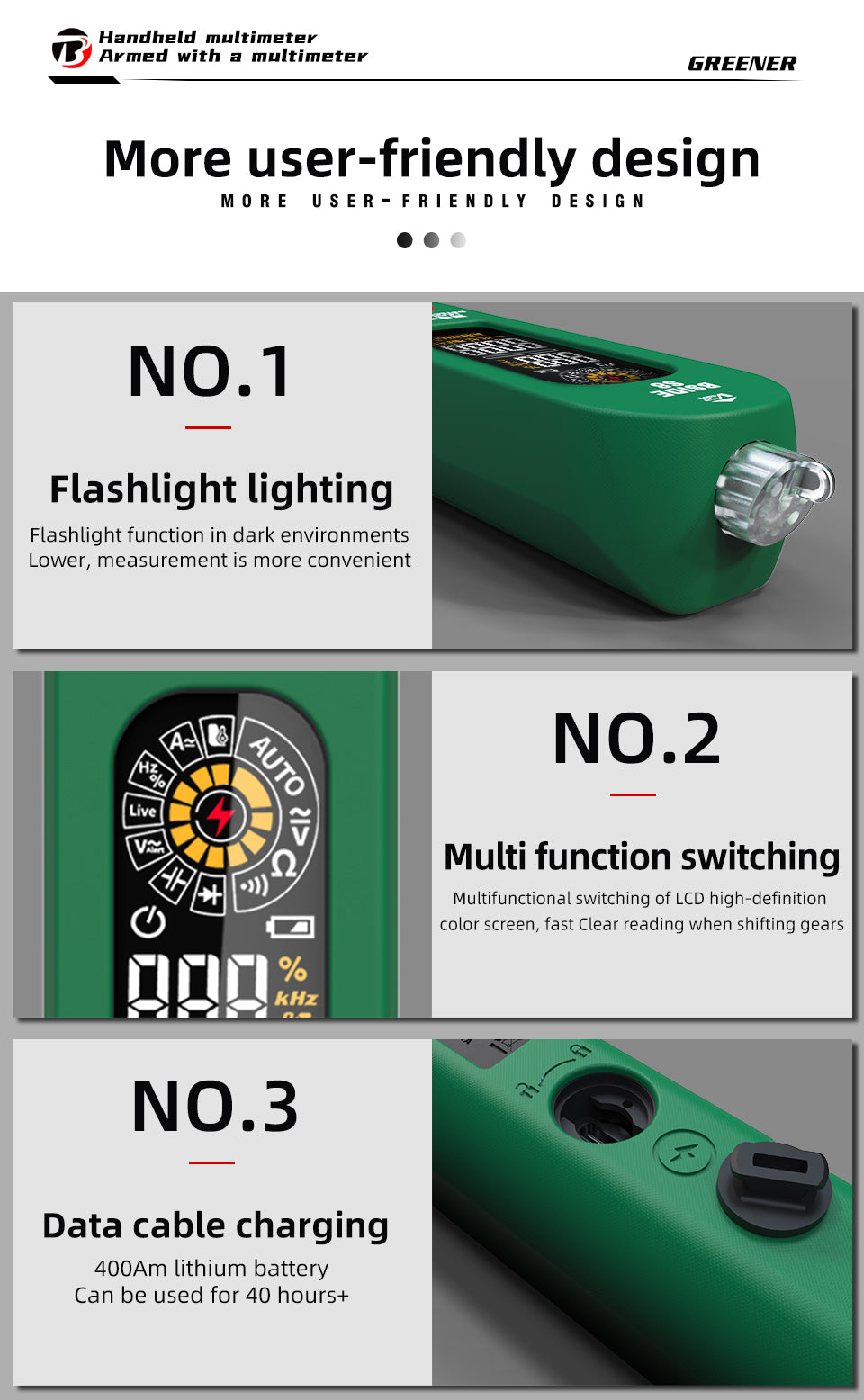 BSIDE S8 Voltage Tester Smart Digital Multimeter Non-Contact Detection Leakage Rechargeable Capacitor Temperature EBTN Display