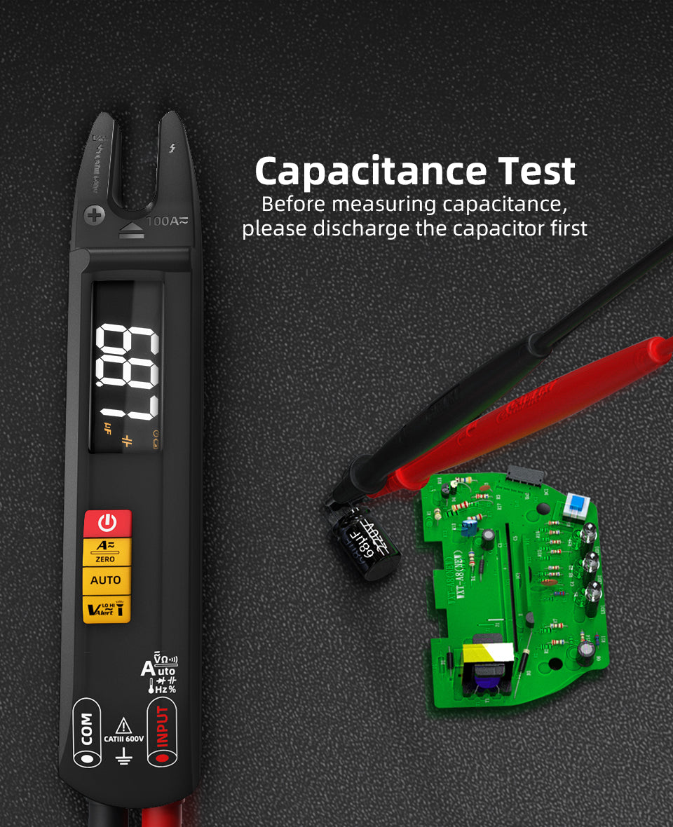 BSIDE U1 Open Jaw Digital Multimeter DC AC Current Clamp Meter 6000 Counts, Mini and Rechargeable, Measures Voltage Current Ohm Continuity Automatically, Capacitance Diode Duty Cycle Hz NCV Tester