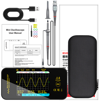 BSIDE OT5 Handheld Oscilloscope - 2.8" TFT Digital Oscilloscope Kit 50MHz Bandwidth 200MS/s High Sampling Rate Portabable