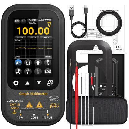 BSIDE S700 Graphing Multimeter, 20000 Counts Digital Multimeter with 3.5" TFT Capacitive Touchscreen, True RMS, Data Logging, 1000V DC/750V AC, 10A AC/DC, USB-C