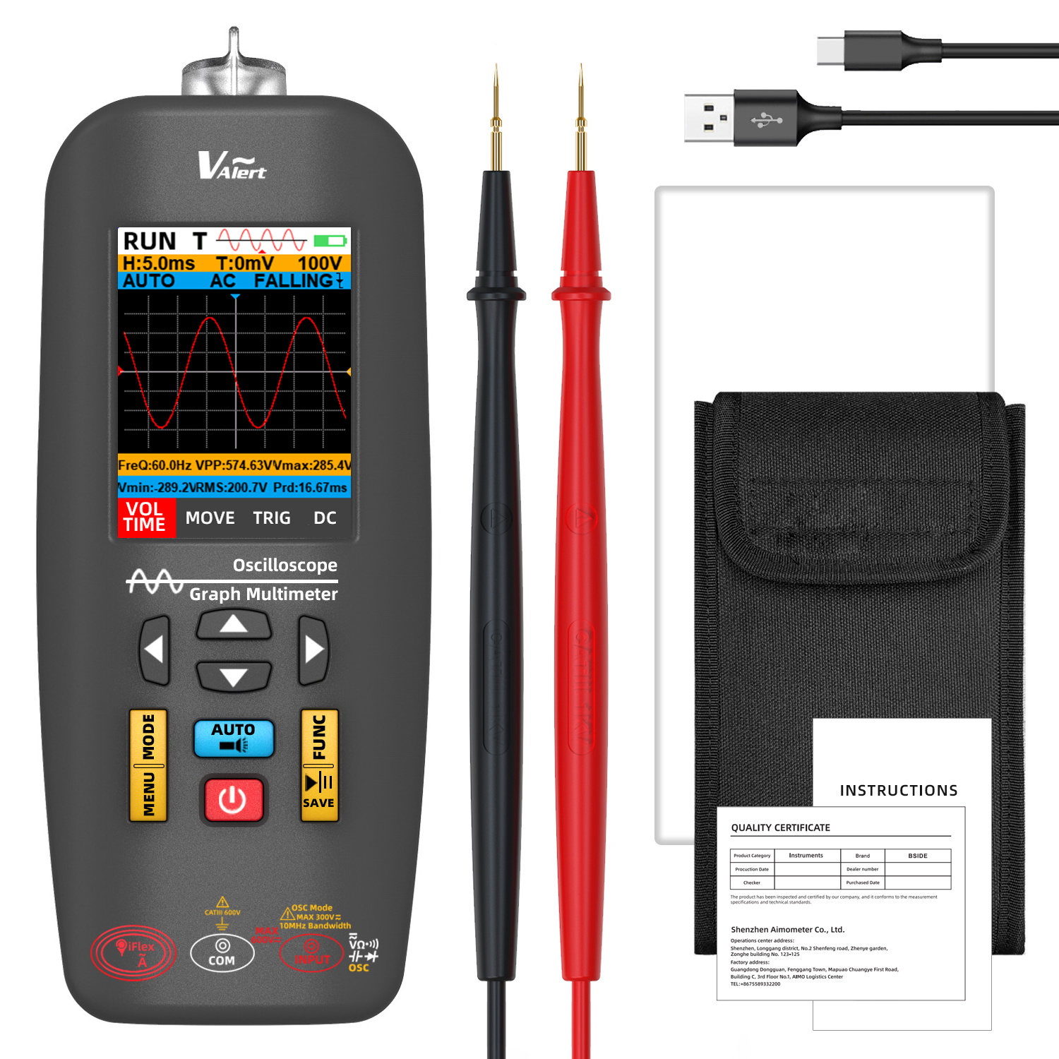 Valert Multimeter BSIDE O1X Handheld Oscilloscope Multimeter Professional Digital Oscill
