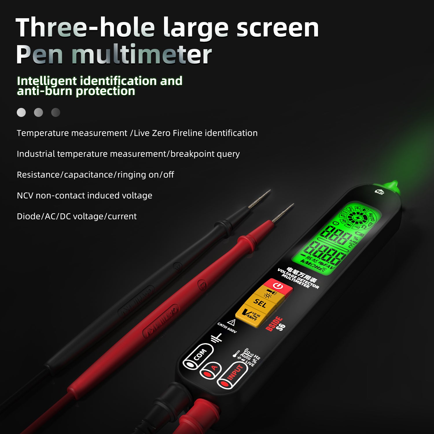 BSIDE S6 Digital Multimeter Pen Type Smart multitester Auto