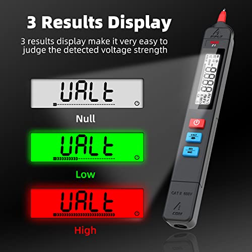 BSIDE Voltage Tester 3-Results Display AC Voltage Detector Pen, Non-Contact with Adjustable Sensitivity, Integrated Multimeter, Dual Range Electric Voltage Sensor Live Wire Checker