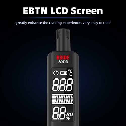 BSIDE X4A Gas Leak Detector, Portable EBTN LCD Natural Sniffer, Integrated Temperature & Humidity Sensor, Locates Combustible Like LPG, LNG, Propane, Methane Butane Gases, Fuel Carbon Monoxide, Black