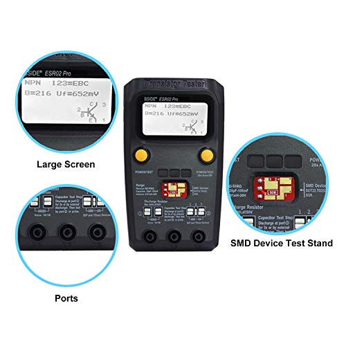 Bside Transistor Tester ESR LCR Meter Automatic Identify Mosfet Capacitor Resistor Tester Inductance NPN PNP Checker with Tweezers