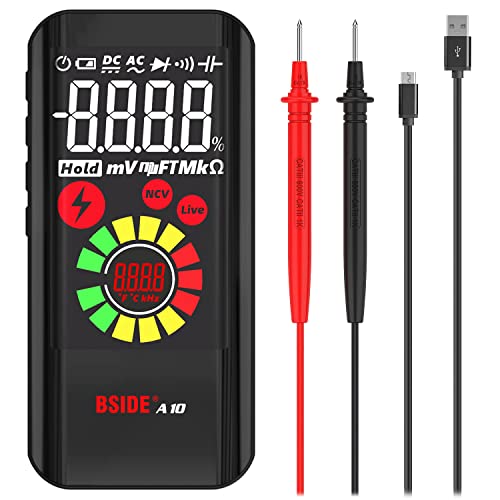 Bside True RMS Digital Multimeter 3-Line Display Large Screen 8000 Counts Auto-Ranging Ammeter VFC Temperature Capacitance AC/DC Voltage Amp Battery Tester with Flashlight