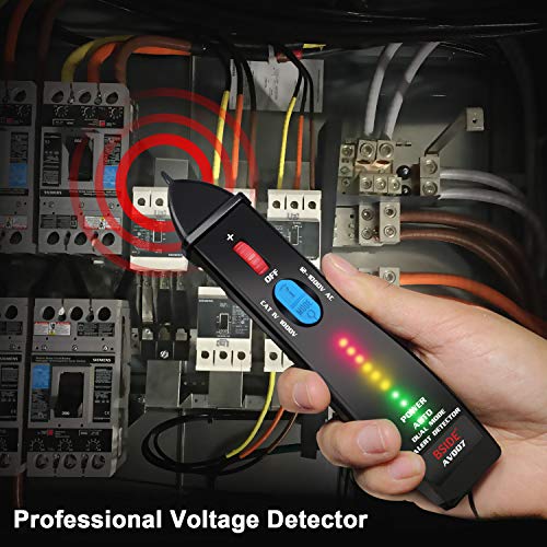 Bside Non-Contact Voltage Tester Dual Mode 12-1000V Electric Power Volt Detector Pen with 8 LED Indicators