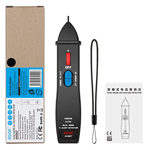 Bside Non-Contact Voltage Tester Dual Mode 12-1000V Electric Power Volt Detector Pen with 8 LED Indicators