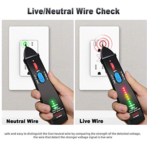 Bside Non-Contact Voltage Tester Dual Mode 12-1000V Electric Power Volt Detector Pen with 8 LED Indicators