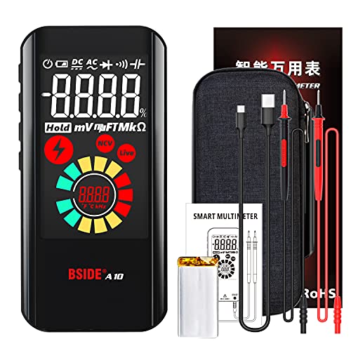 Bside True RMS Digital Multimeter 3-Line Display Large Screen 8000 Counts Auto-Ranging Ammeter VFC Temperature Capacitance AC/DC Voltage Amp Battery Tester with Flashlight